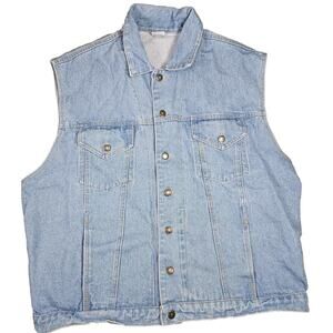 Tutti Men's Denim Vest Size XL Vintage Made in USA Motorcycle Patch Beach Ride